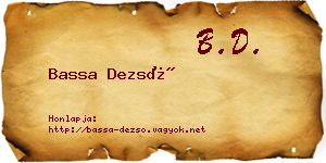 Bassa Dezső névjegykártya